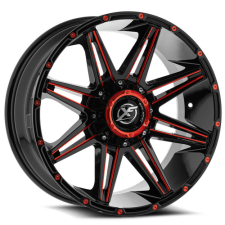 XF OFFROAD XF-220 (Gloss Black Red Milling) Wheels